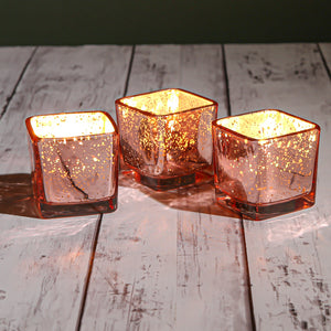 3 of 3: Richland Rose Gold Mercury Square Votive Holder