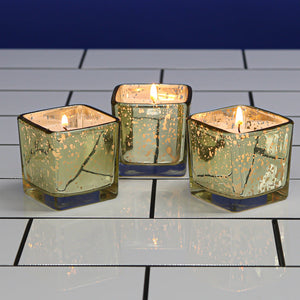 4 of 4: Richland Metallic Gold Mercury Square Votive Holder