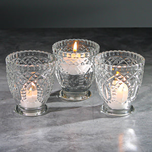 2 of 3: Richland Royal Textured Glass Votive Holder Grande Clear Set of 36