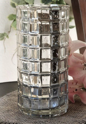 1 of 4: Silver Mercury Glass Cylinder 10" - Vase & Candle Holder