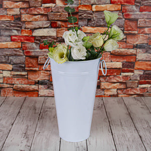1 of 3: 11" White Flower Market Buckets with handles