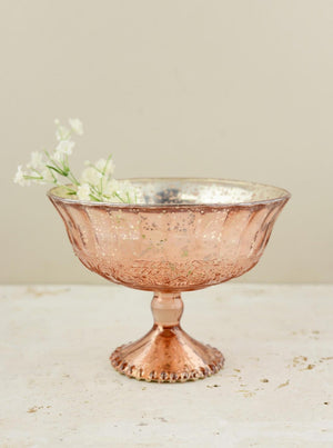 1 of 2: Mercury Glass Compote Rose Gold 7" x 5.25"