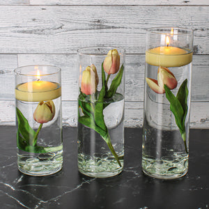 4 of 4: Eastland Cylinder Floating Candle Holders 7.5" , 9" & 10.5" Set of 3