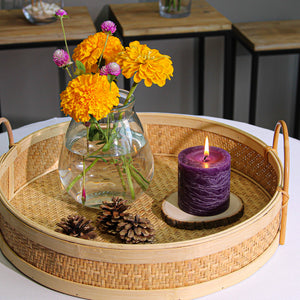 2 of 2: Richland Rustic Pillar Candle 3"x 3" Purple