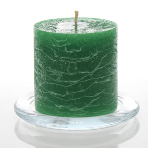2 of 3: Richland Rustic Pillar Candle 3"x 3" Dark Green Set of 12