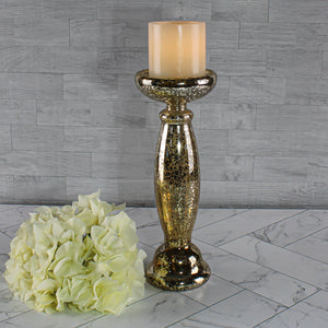 2 of 5: Eastland Unique Mercury Glass Pillar Candle Holder 11.25"