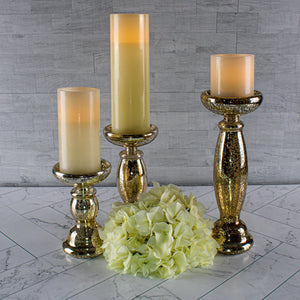 3 of 4: Eastland Unique Mercury Glass Pillar Candle Holder Set of 3