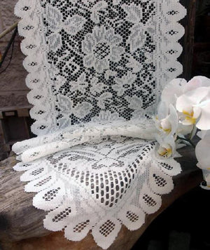 2 of 3: Floral Lace Table Runner Ivory 13" x 96"