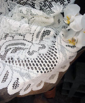 3 of 3: Floral Lace Table Runner Ivory 13" x 120"