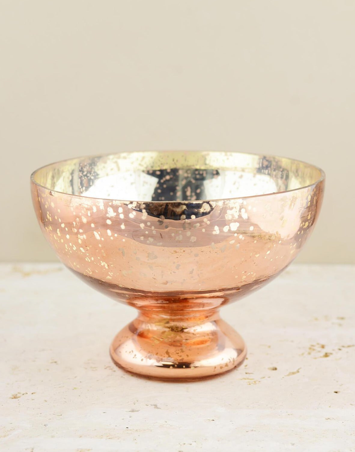 Mercury Glass Compote Bowl Rose Gold 7x5in