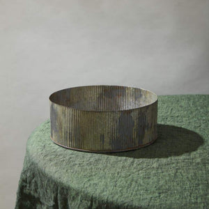 3 of 4: Norah Corrugated Zinc Pot Bowl 4" x 10"