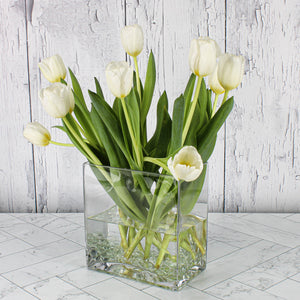 2 of 2: Thick Glass Rectangle Vases 7.5 x 8