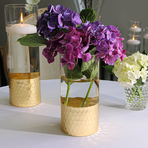 2 of 5: Gold Honeycomb Cylinder Vase 4"x8"