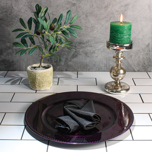 2 of 3: Richland Beaded Charger Plate 13" Eggplant