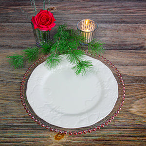 2 of 4: Richland 13" Rose Gold Beaded Glass Charger Plate Set of 12