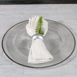 4 of 4: Richland 13" Silver Rim Glass Charger Plate