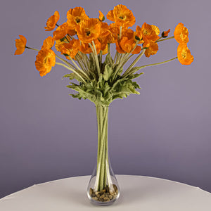 2 of 5: 12 Orange Poppy Flowers Silk Flowers