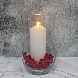2 of 3: Richland 3"X8" Bullet LED Wax Candle White in Hurricane Vase