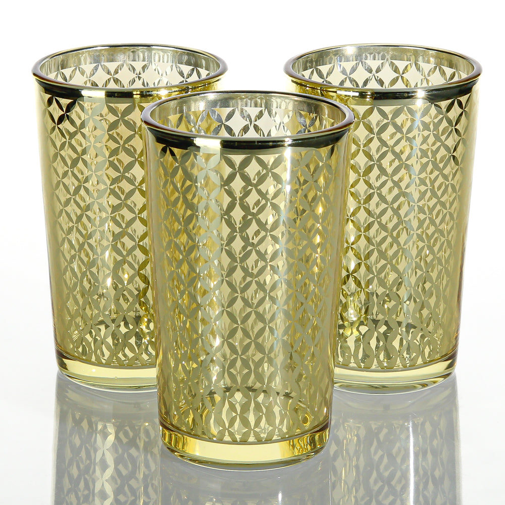 Richland Gold Lattice Glass Holder - Large Set of 48