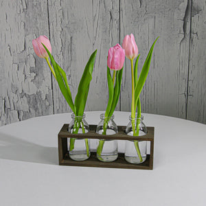 2 of 5: Richland Vintage Milk Bottle Vases With Wooden Stand