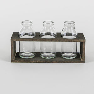 1 of 5: Richland Vintage Milk Bottle Vases With Wooden Stand