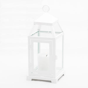 6 of 8: richland white contemporary metal lantern with clear glasses small