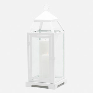 4 of 6: richland white contemporary metal lantern with clear glasses large