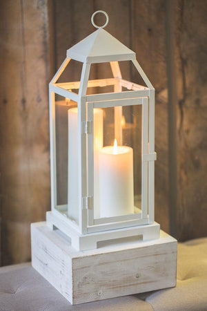 3 of 6: richland white contemporary metal lantern with clear glasses large