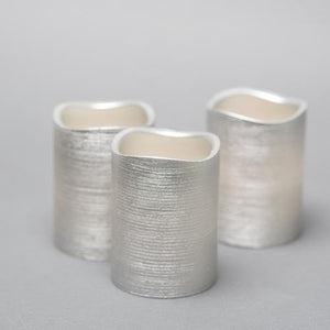 4 of 4: Richland Silver Metallic Wavy Top LED Candle