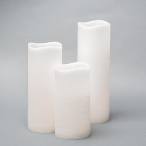 1 of 3: Richland 4" Large LED Pillar Candle with Wavy Top (3 Sizes) - Set of 18