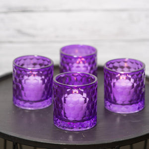 2 of 2: Richland Purple Chunky Honeycomb Glass Votive & Tealight Holder Set of 6