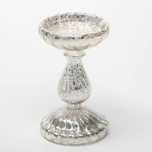 1 of 5: Richland 7" Ribbed Unique Mercury Glass Pillar Candle Holder