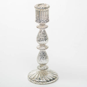 1 of 4: Richland Ribbed Unique Mercury Glass Taper Candle Holder 9.6"