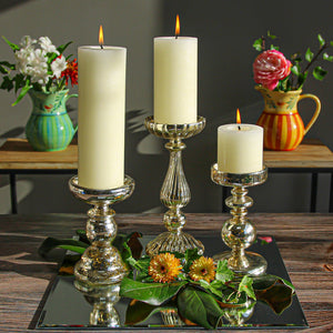 4 of 5: Eastland Unique Mercury Glass Pillar Candle Holder 11.25"