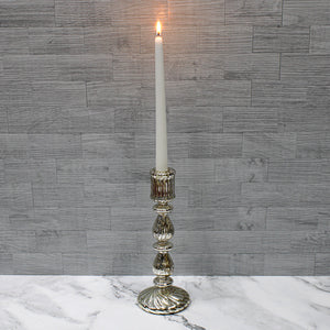 2 of 4: Richland Ribbed Unique Mercury Glass Taper Candle Holder 9.6"