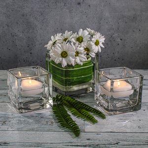 2 of 3: Richland Square Glass Cube Vase 4" Set of 12