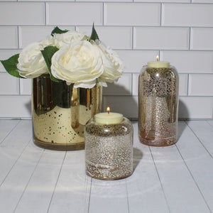 3 of 3: Richland Gold Mercury Glass Cylinder Vase 5" x 5"