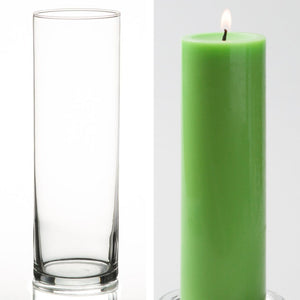 8 of 15: Richland Pillar Candle 9" & Eastland Cylinder Holder 10.5 inch Set of 12 (Choose your Color