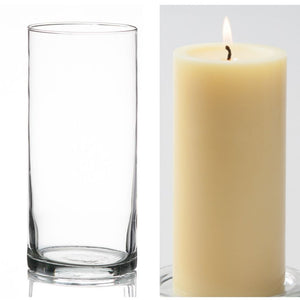 3 of 16: Richland Pillar Candle 6" & Eastland Cylinder Holder 7.5" inch Set of 12 (Choose your Color