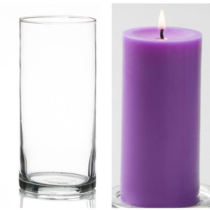 5 of 16: Richland Pillar Candle 6" & Eastland Cylinder Holder 7.5" inch Set of 12 (Choose your Color