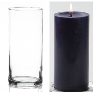 8 of 16: Richland Pillar Candle 6" & Eastland Cylinder Holder 7.5" inch Set of 12 (Choose your Color