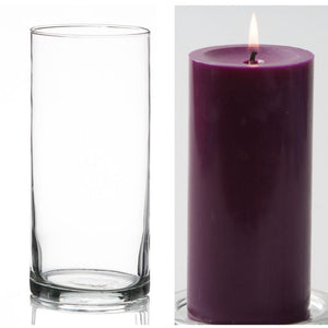 6 of 16: Richland Pillar Candle 6" & Eastland Cylinder Holder 7.5" inch Set of 12 (Choose your Color
