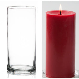 13 of 16: Richland Pillar Candle 6" & Eastland Cylinder Holder 7.5" inch Set of 12 (Choose your Colo