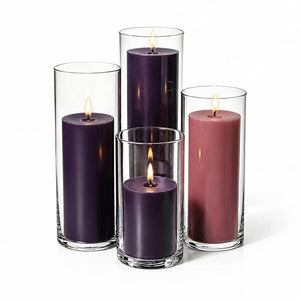 18 of 18: Richland Slim Pillar Candles & Cylinder Vases Set of 48