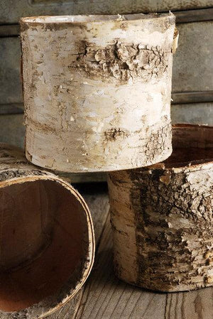 1 of 5: birch bark covered 6 planters pot w liner