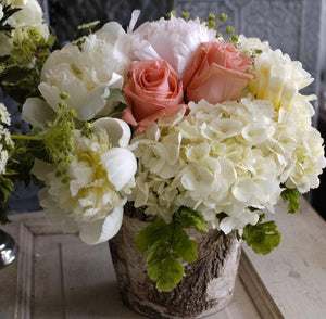 2 of 3: Birch Bark Covered Zinc Planter Vase 5in