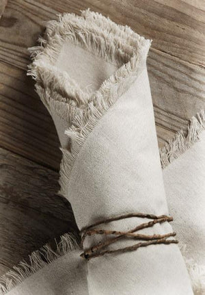 1 of 6: 12 linen napkins with fringe edge 20in