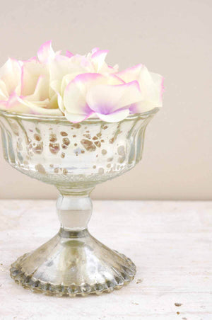 2 of 2: Silver Mercury Glass Compote 4.75in