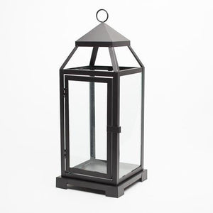 1 of 7: richland black contemporary metal lantern with clear glasses large