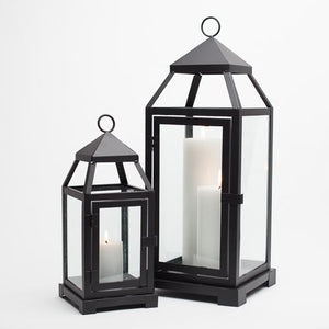 7 of 7: richland black contemporary metal lantern with clear glasses large